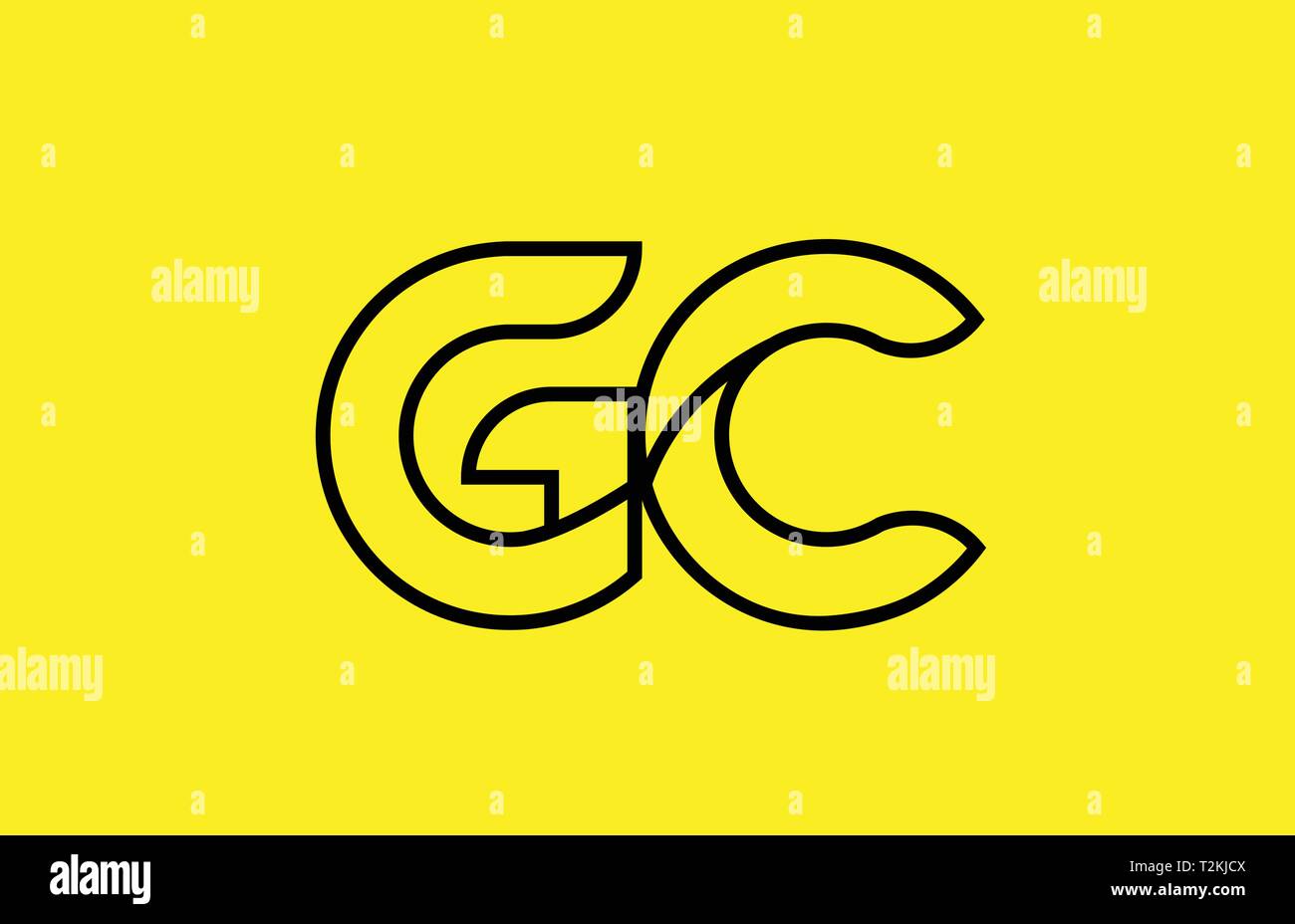 yellow black line alphabet letter GC G C logo combination icon for a ...