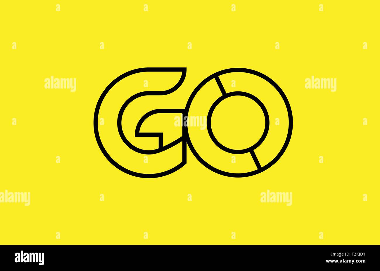 yellow black line alphabet letter GO G O logo combination icon for a ...
