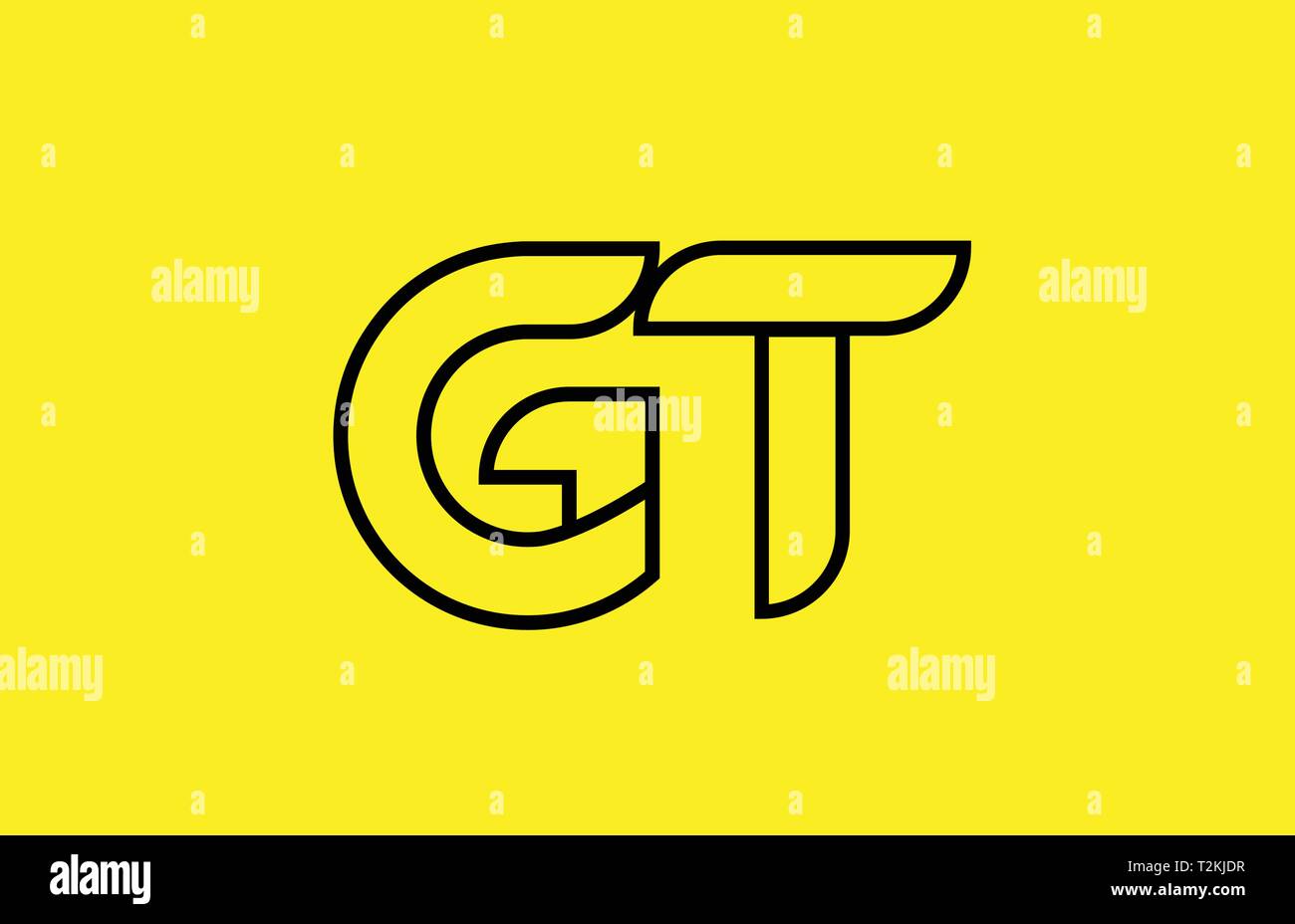 yellow black line alphabet letter GT G T logo combination icon for a ...