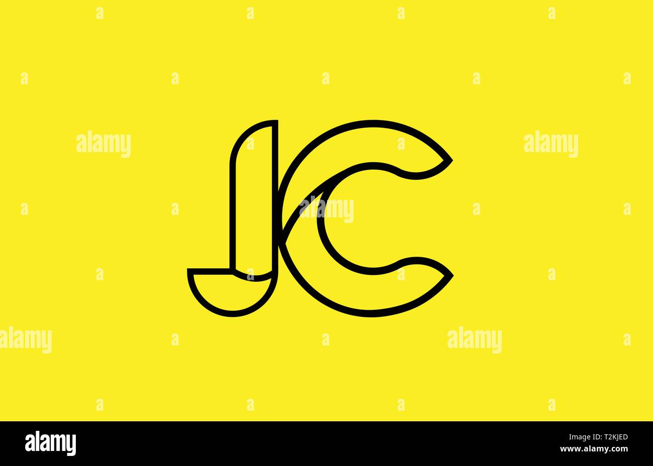 yellow black line alphabet letter JC J C logo combination icon for a ...