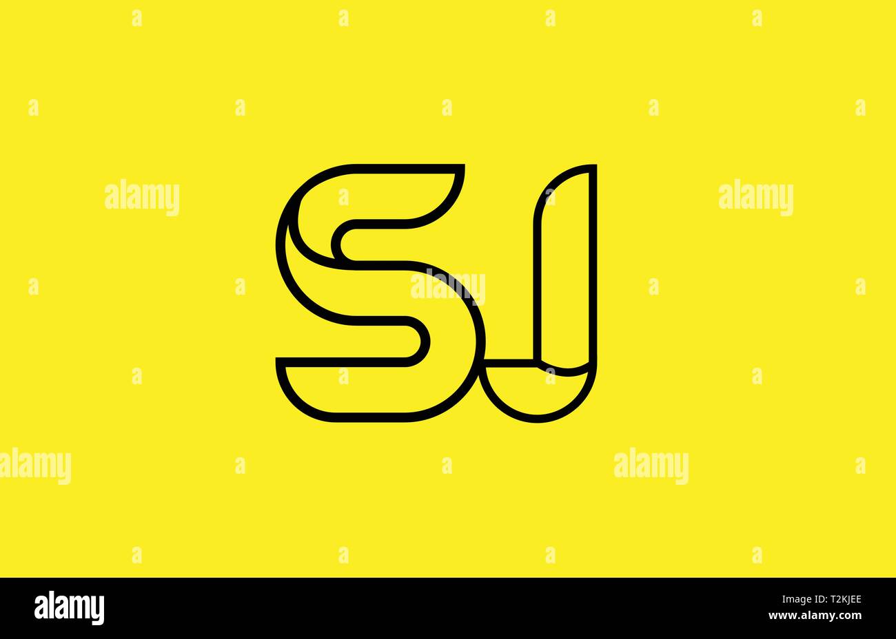 yellow black line alphabet letter SJ S J logo combination icon for a ...