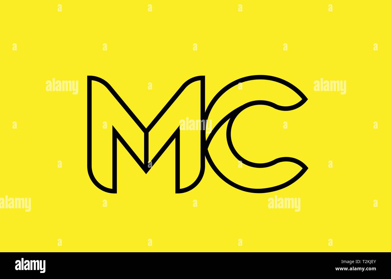 yellow black line alphabet letter MC M C logo combination icon for a ...