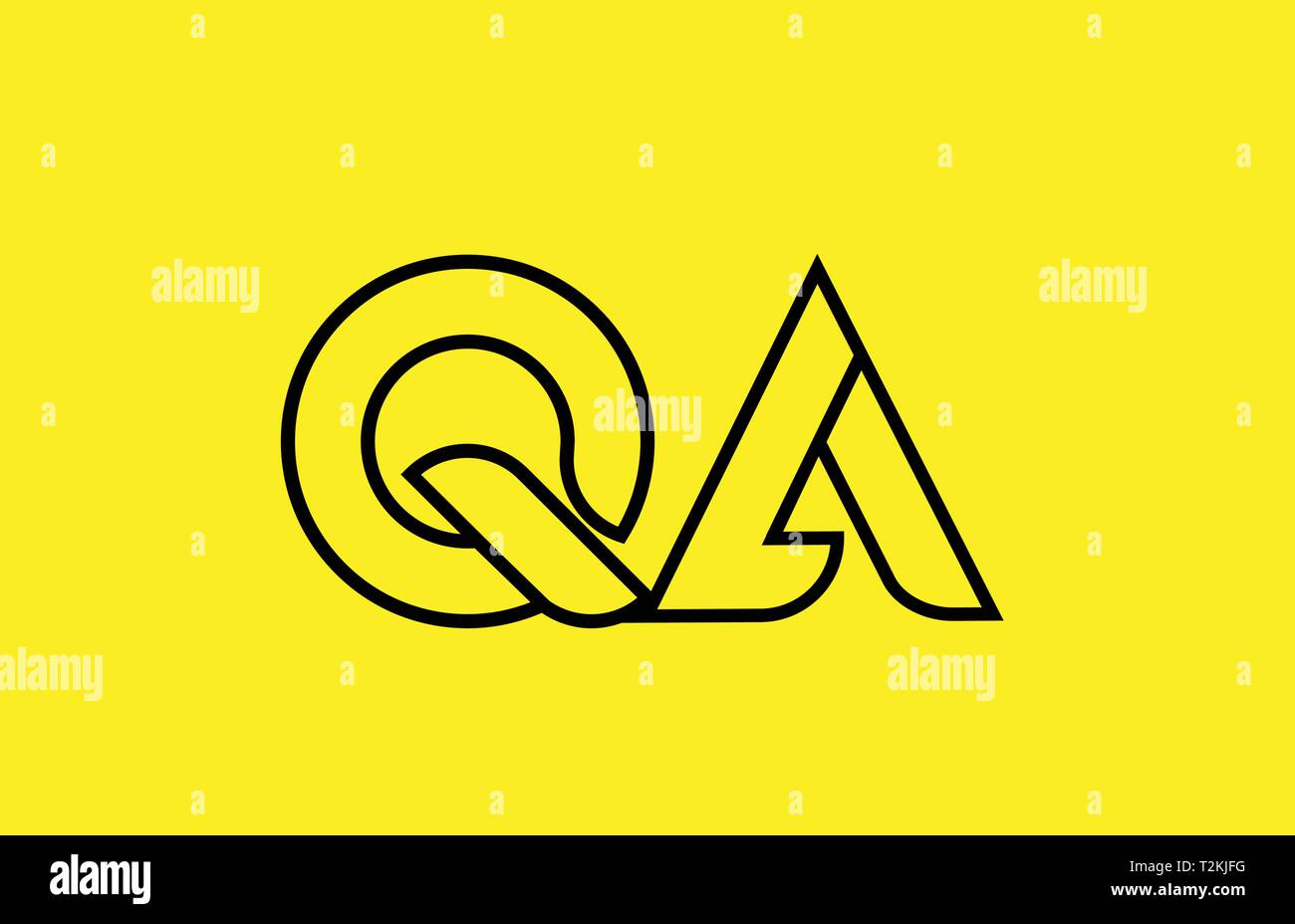 yellow black line alphabet letter QA Q A logo combination icon for a ...