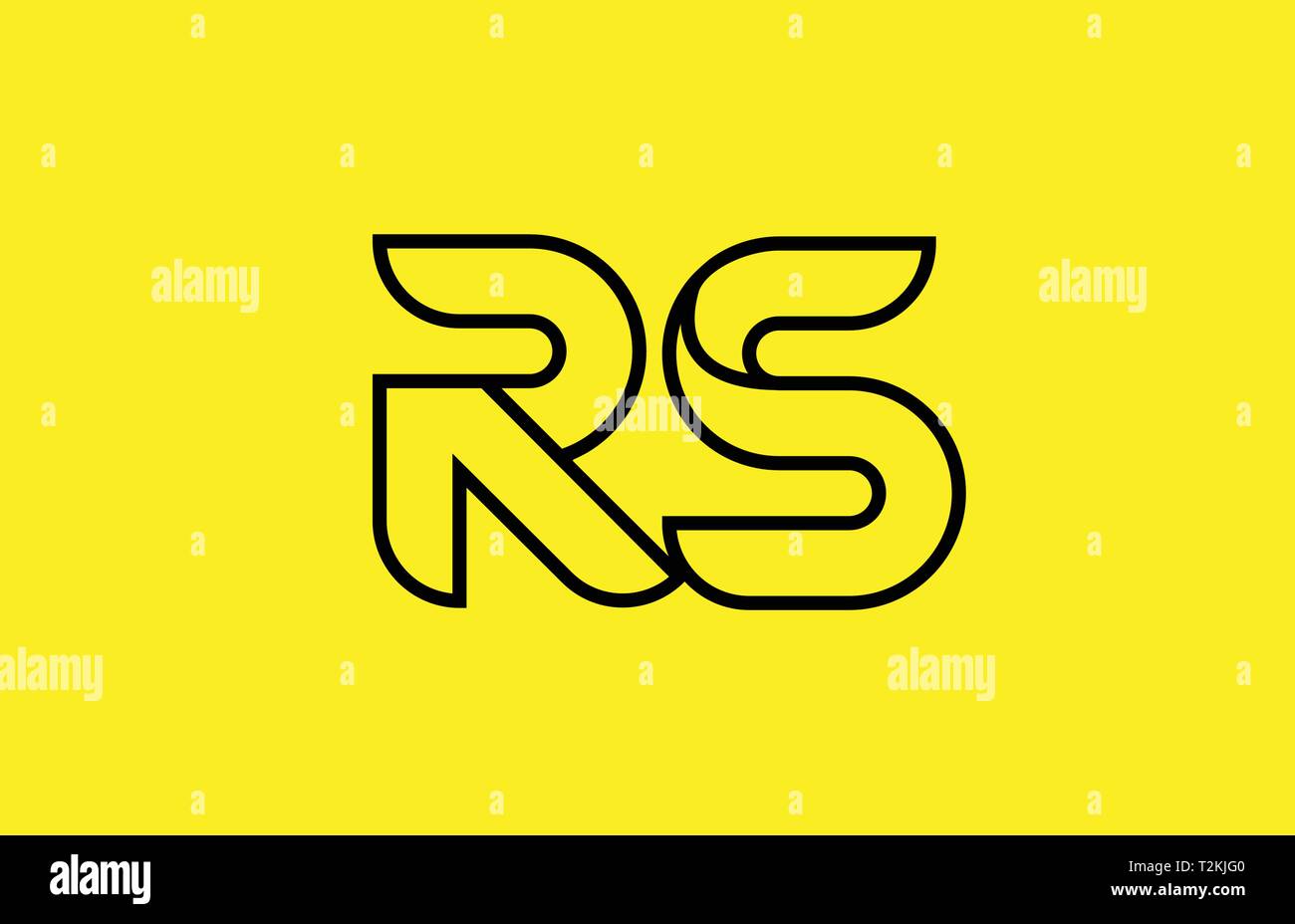 yellow black line alphabet letter RS R S logo combination icon for a ...