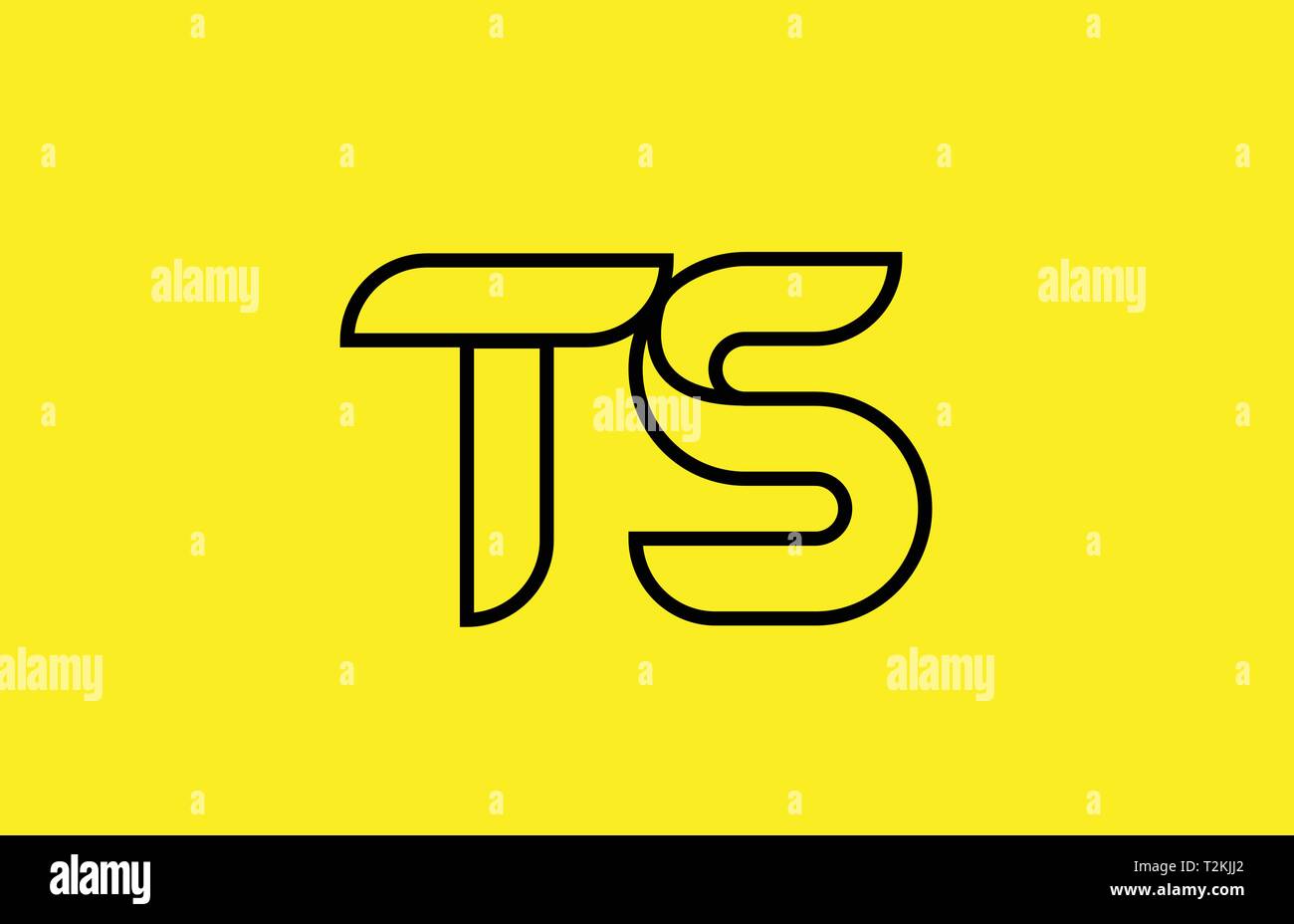 yellow black line alphabet letter TS T S logo combination icon for a ...