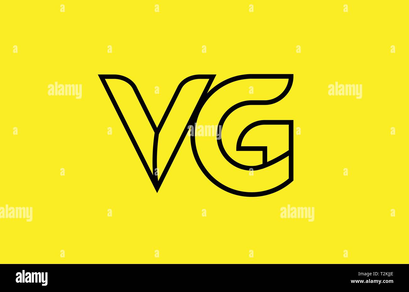 yellow black line alphabet letter VG V G logo combination icon for a ...