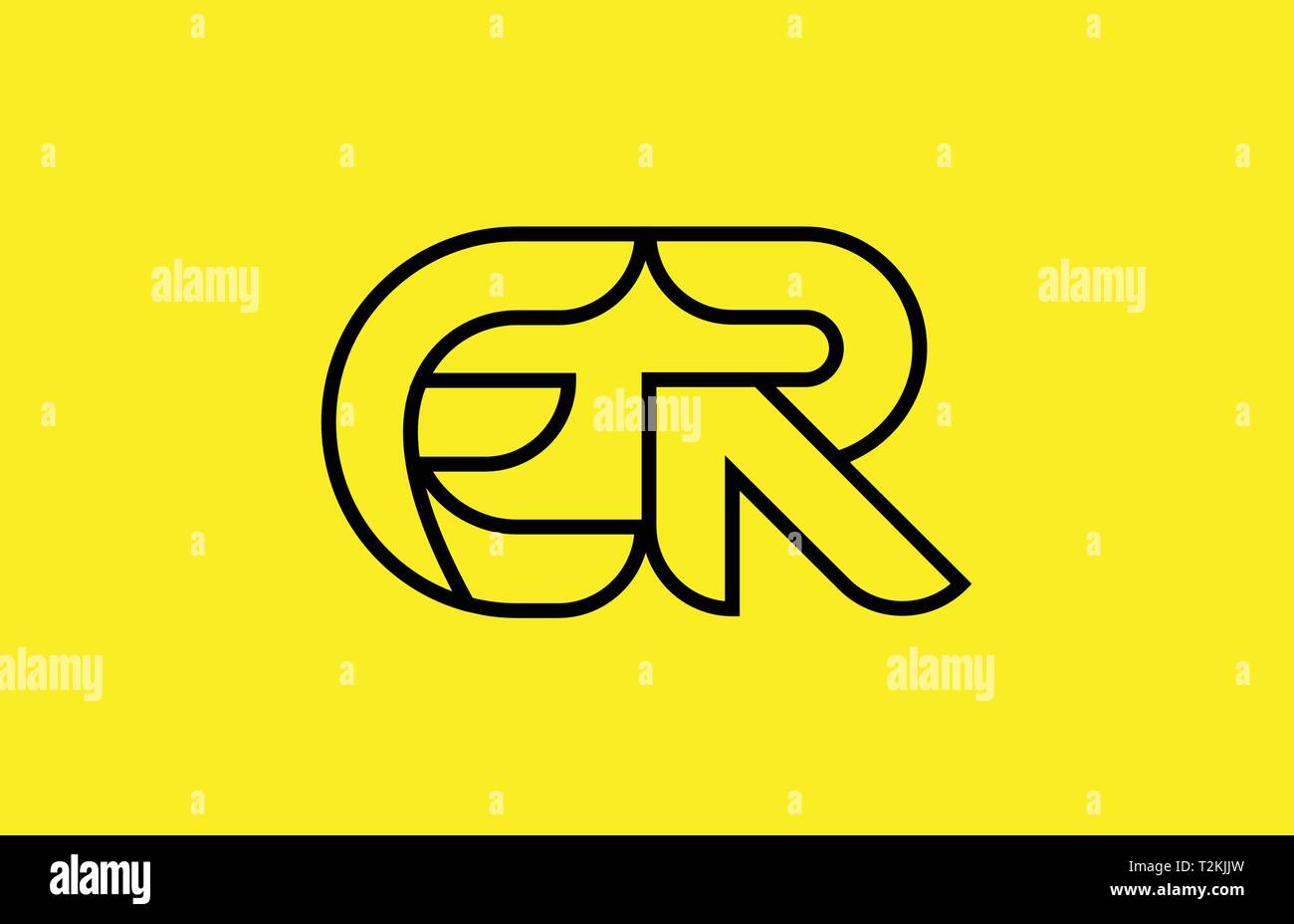 yellow black line alphabet letter ER E R logo combination icon for a ...