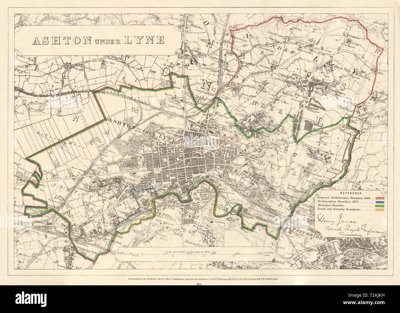 Ashton under Lyne. JAMES. PARLIAMENTARY BOUNDARY COMMISSION 1868 old