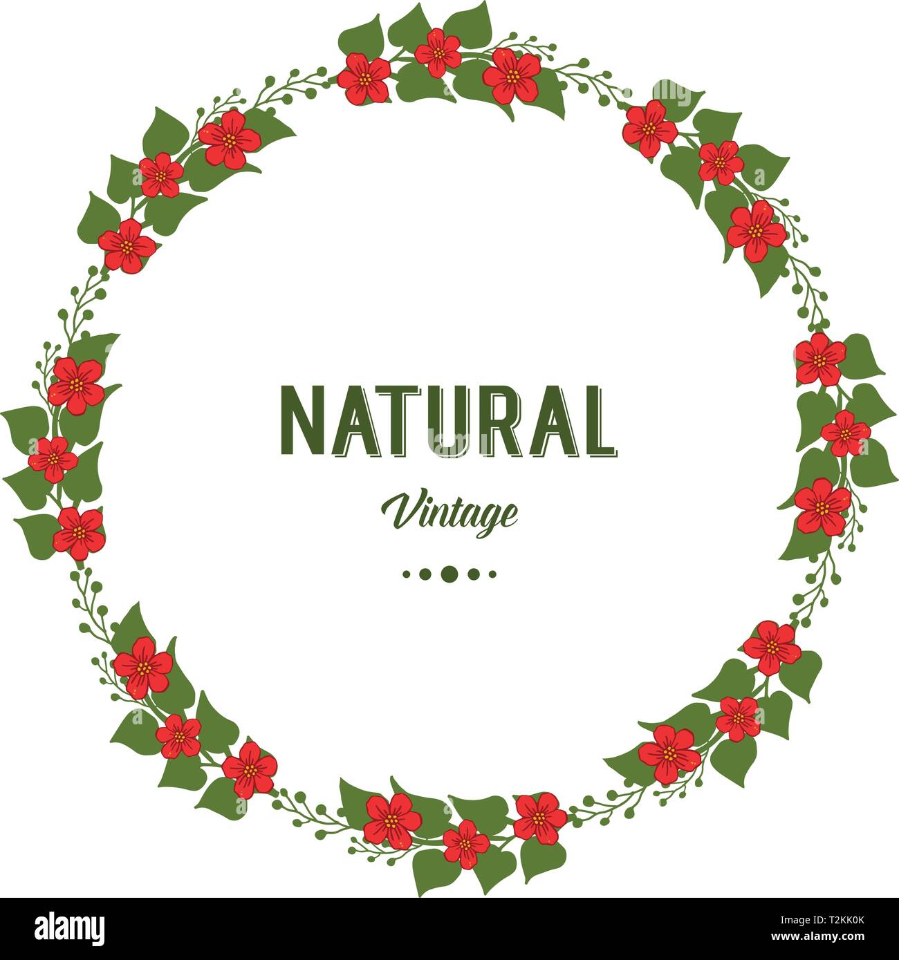 Vector illustration natural vintage with red flower frame hand drawn ...