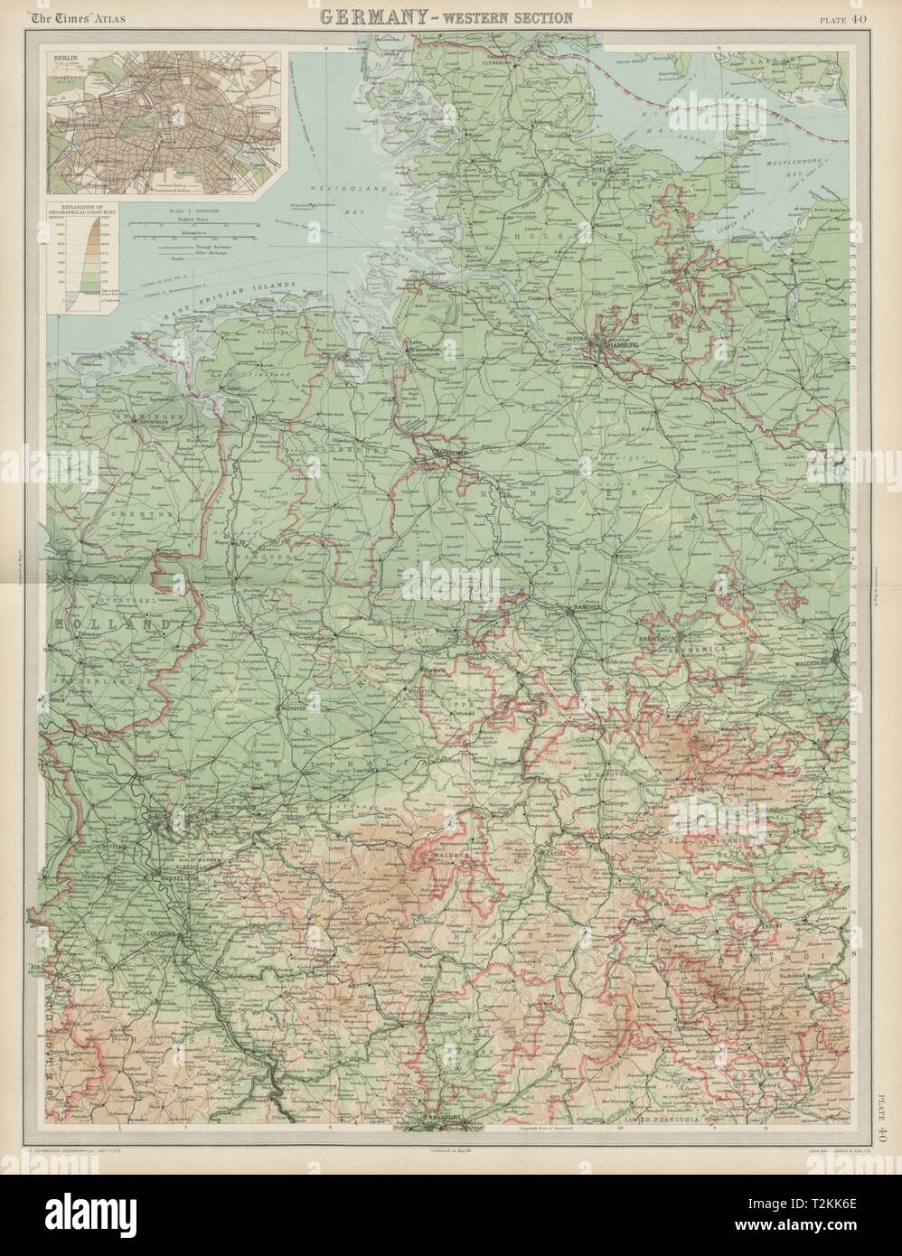 Western Germany. Westphalia Hanover Oldenburg &c. THE TIMES 1922 map Stock  Photo - Alamy