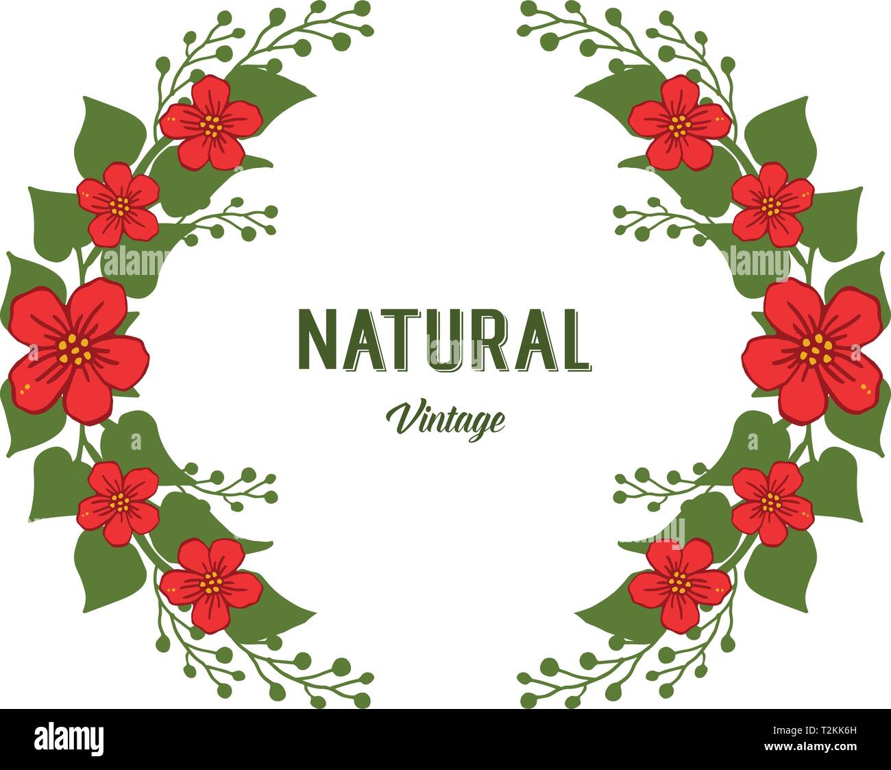 Vector illustration card invitation natural vintage with art red flower ...