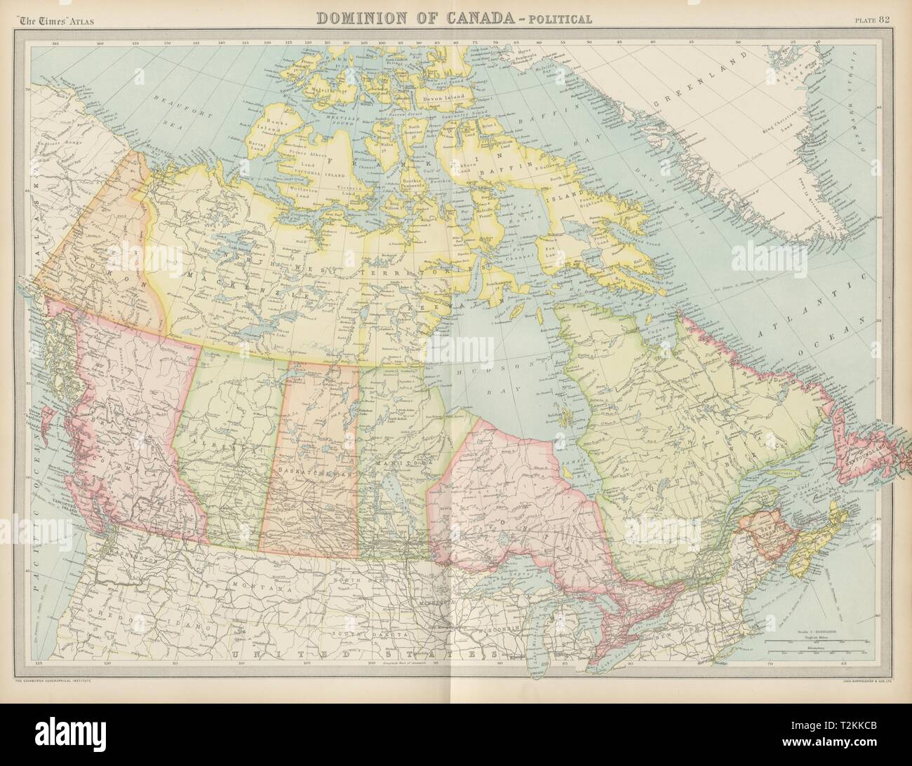 Dominion of Canada - Political. Provinces & territories. THE TIMES 1922 map Stock Photo