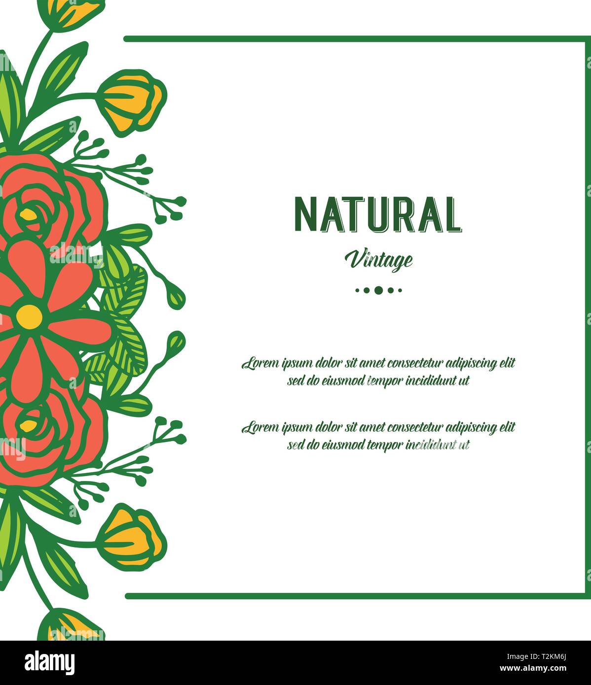 Vector illustration crowd of orange flower frame for natural vintage ...