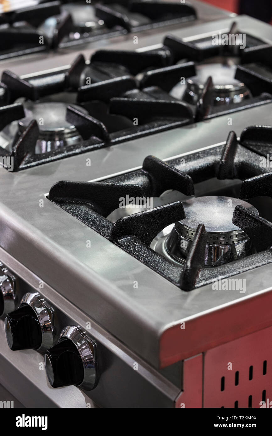 New gas burner gas stove in the kitchen Stock Photo Alamy