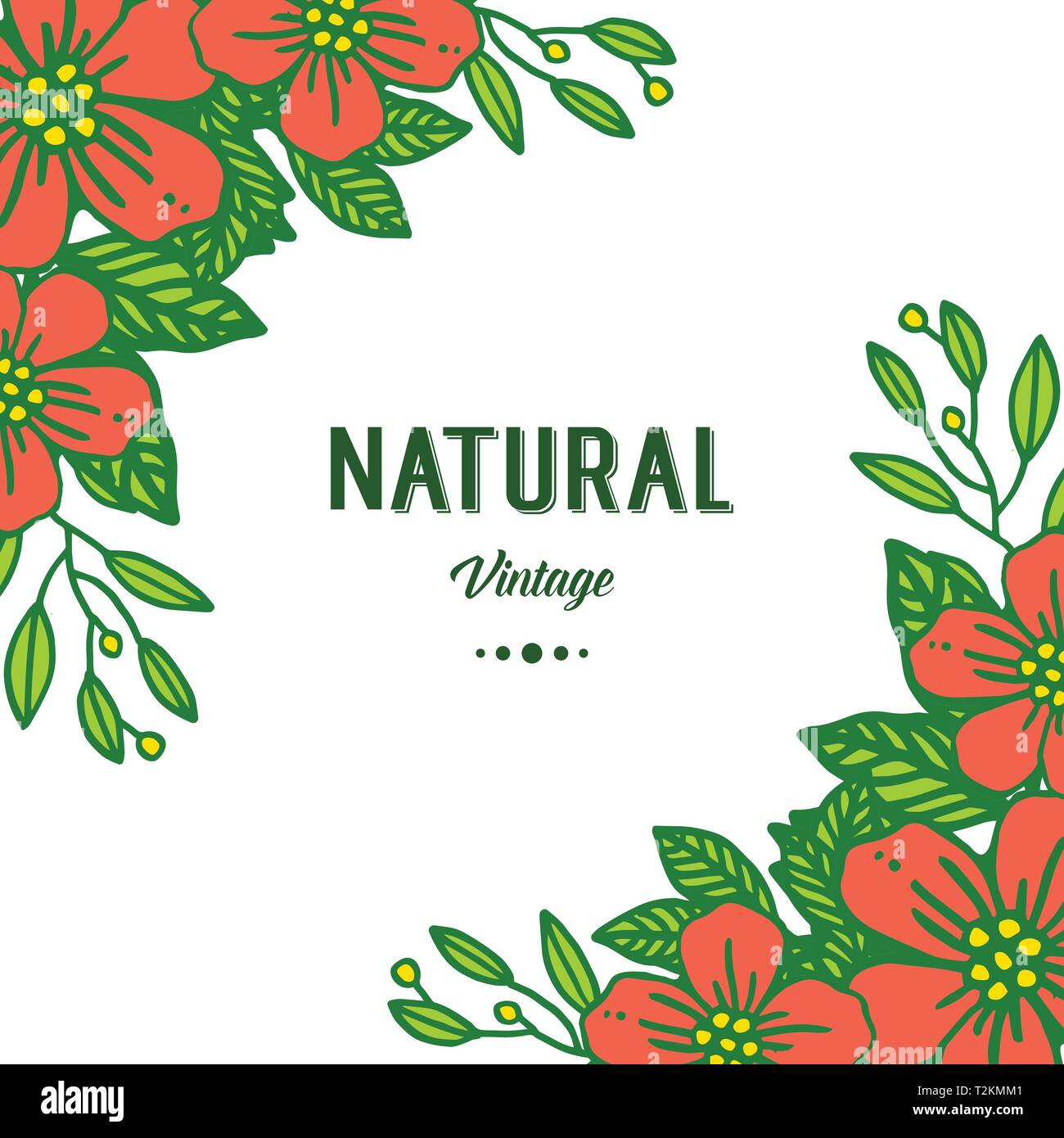 Vector illustration design artwork orange flower frame for natural ...