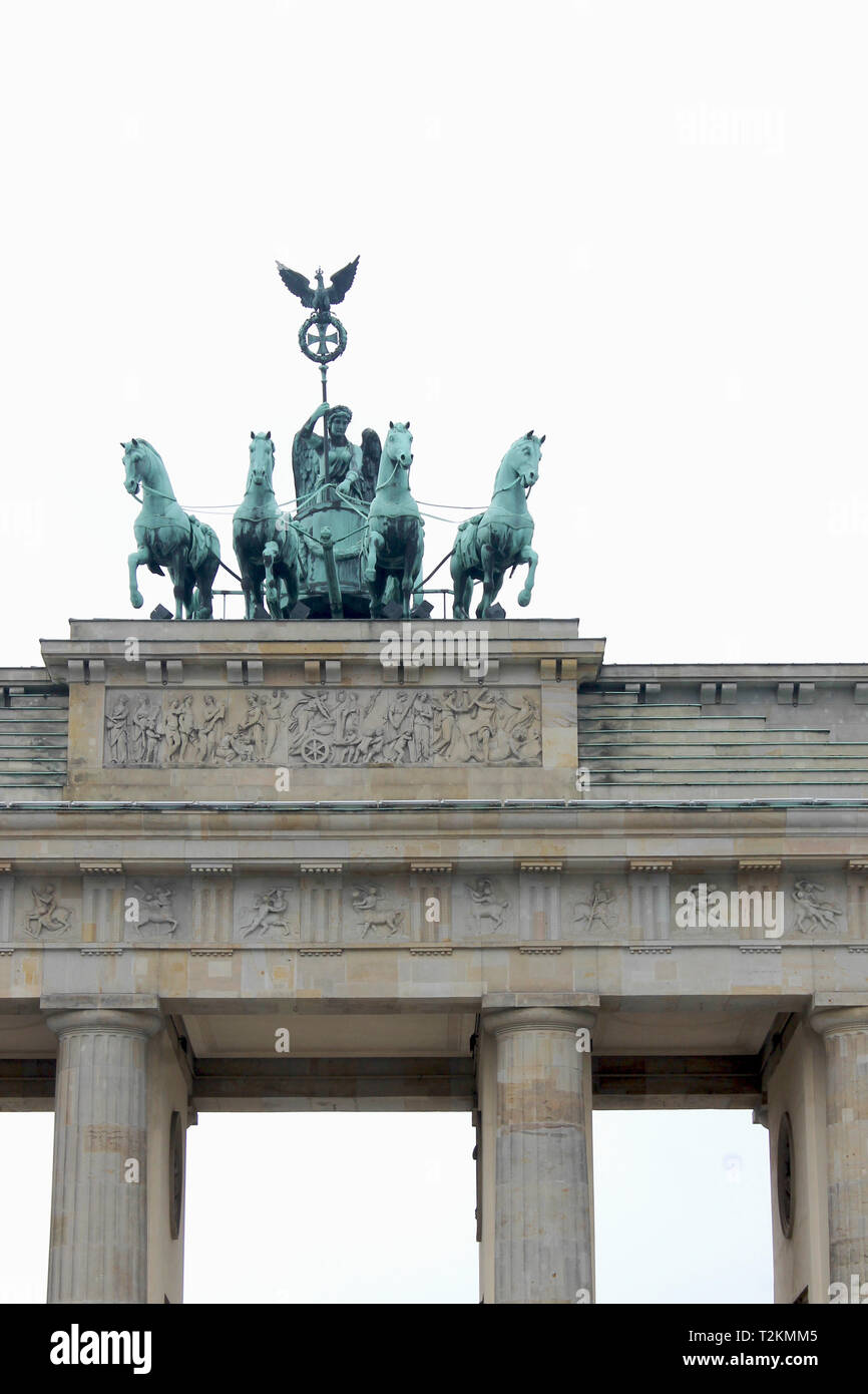 Brandenburg Gate quadriga, Berlin Stock Photo