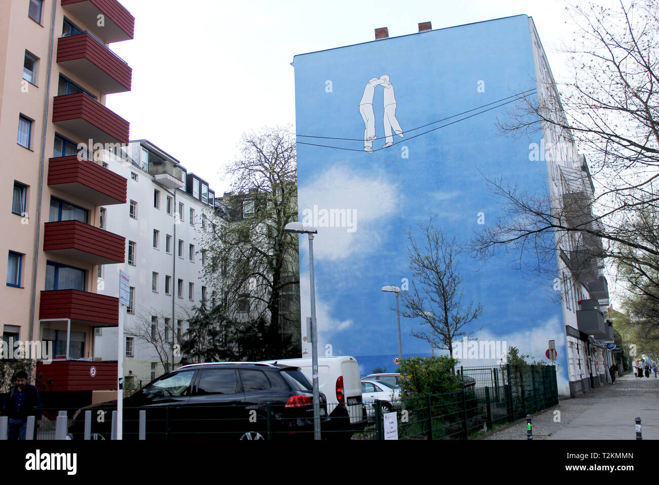 Berlin architecture-building and street art grafitti Stock Photo
