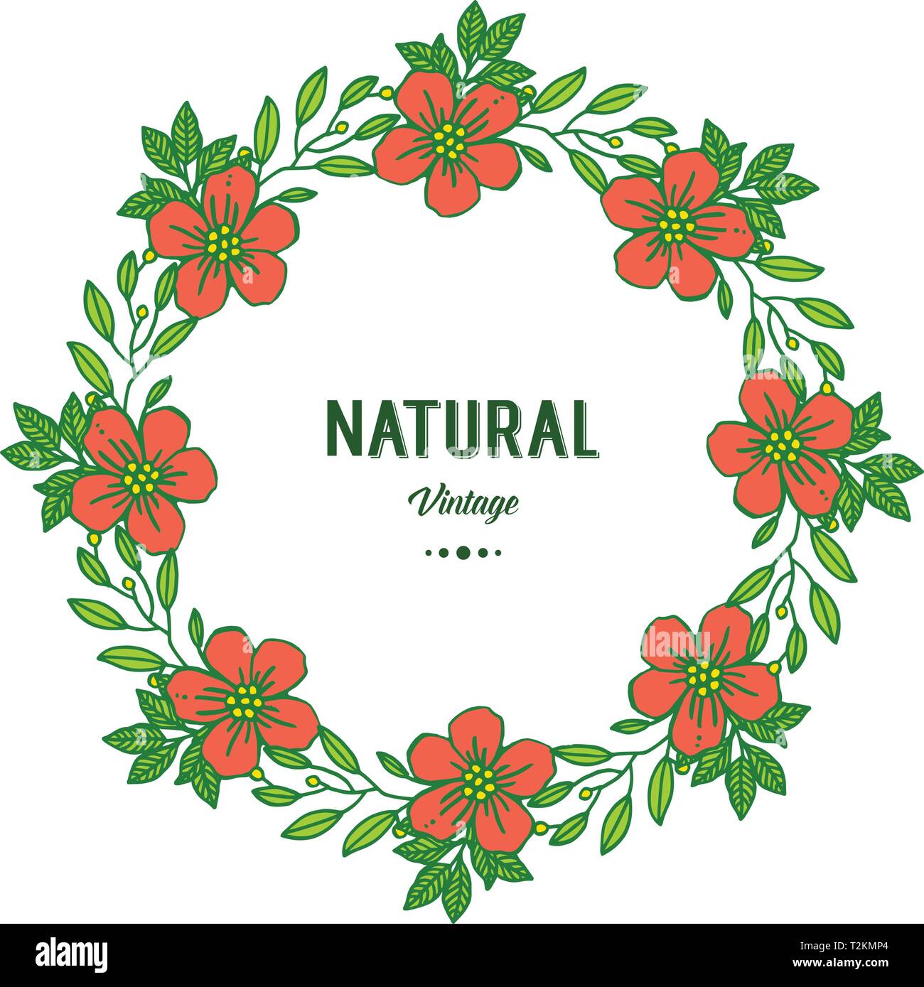 Vector illustration design artwork orange flower frame for natural ...