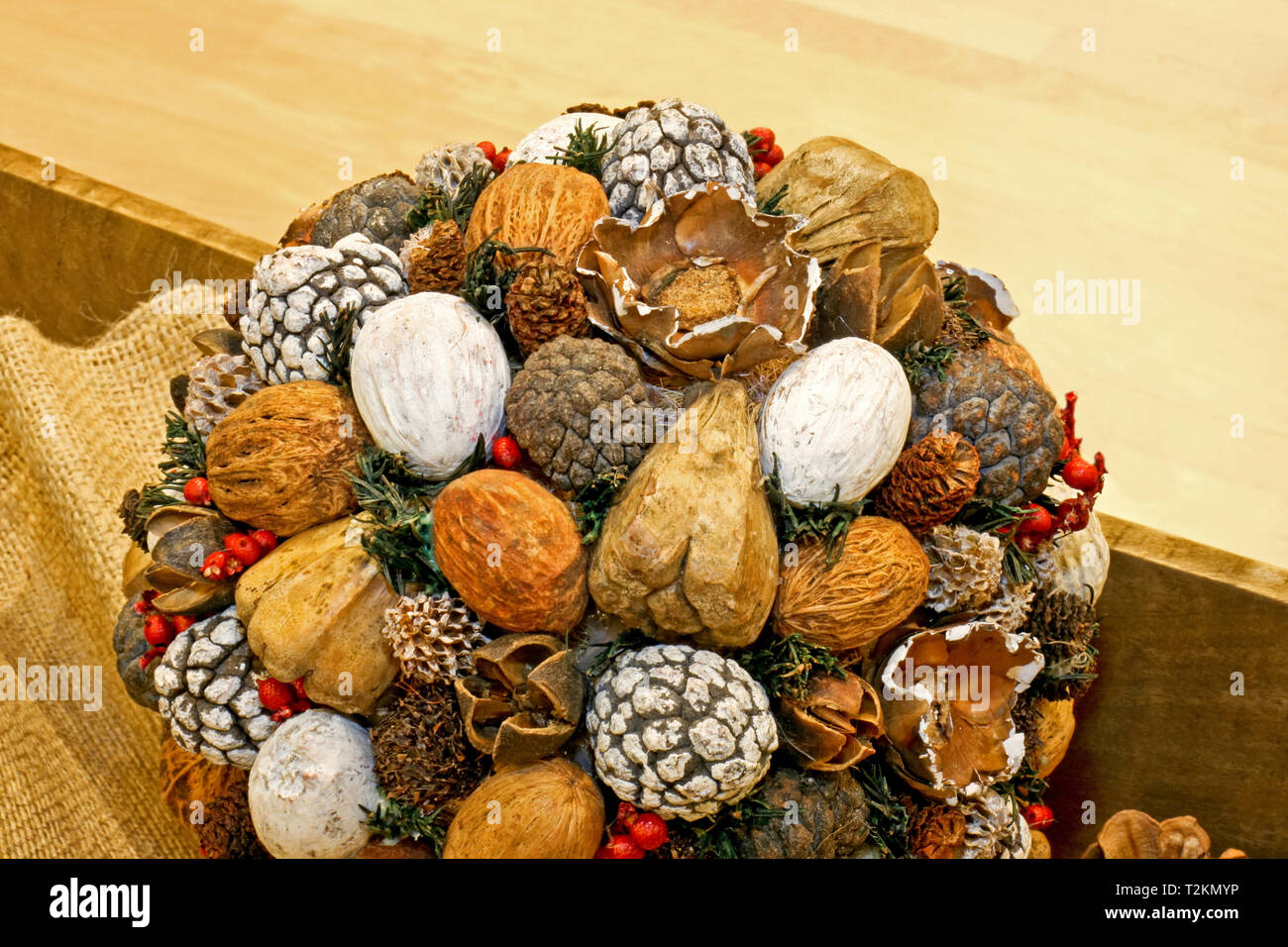 Traditional Christmas decoration with fire wood log Stock Photo - Alamy