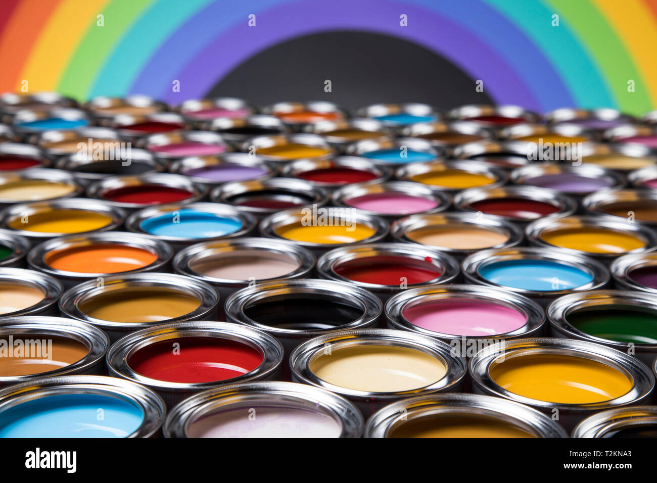 Creativity concept group of tin metal cans with color paint Stock Photo ...