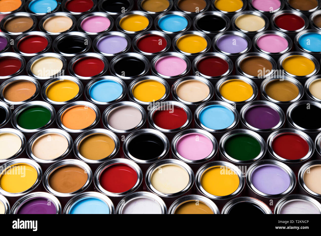 Creativity concept group of tin metal cans with color paint Stock Photo ...