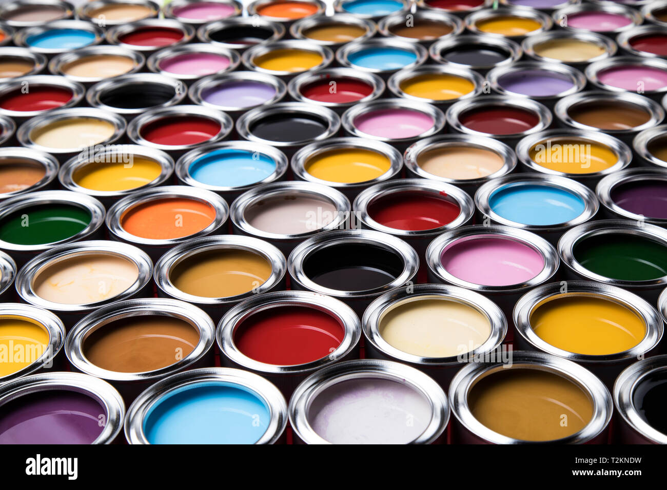 Creativity concept group of tin metal cans with color paint Stock Photo ...