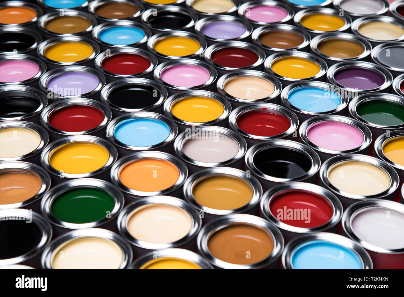 Creativity concept group of tin metal cans with color paint Stock Photo ...