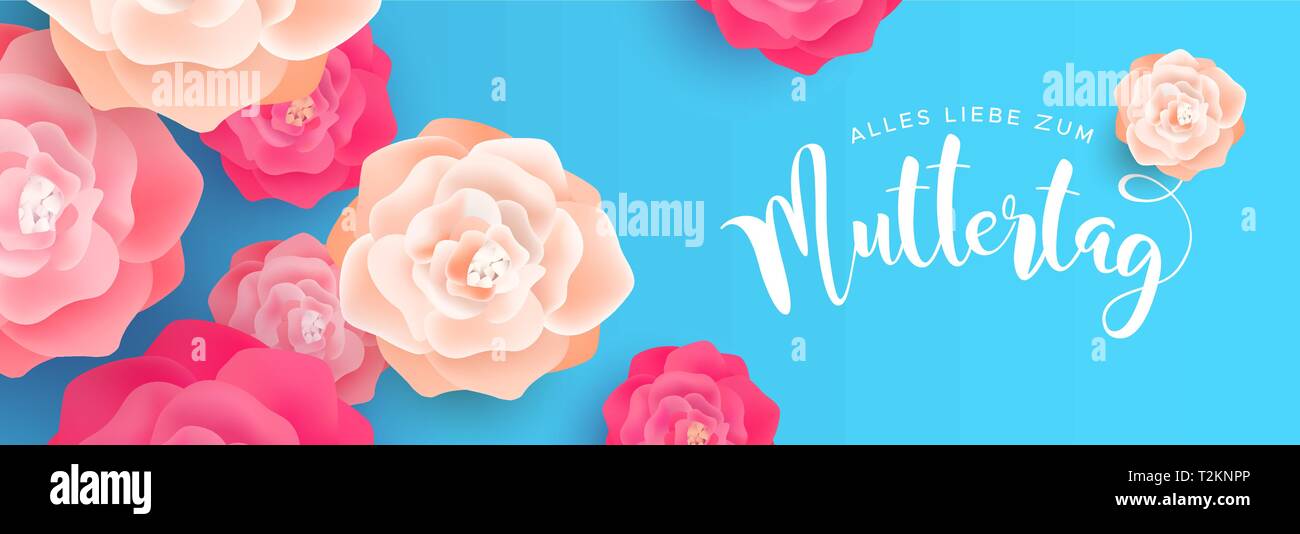 Happy Mothers Day Web Banner Illustration In German Language For