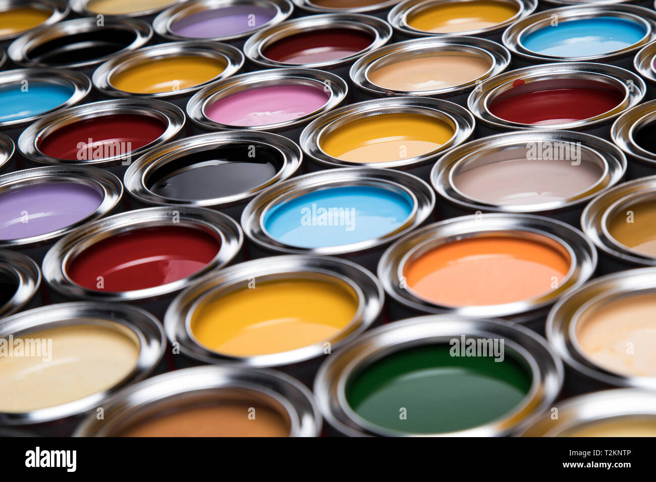 Creativity concept group of tin metal cans with color paint Stock Photo ...