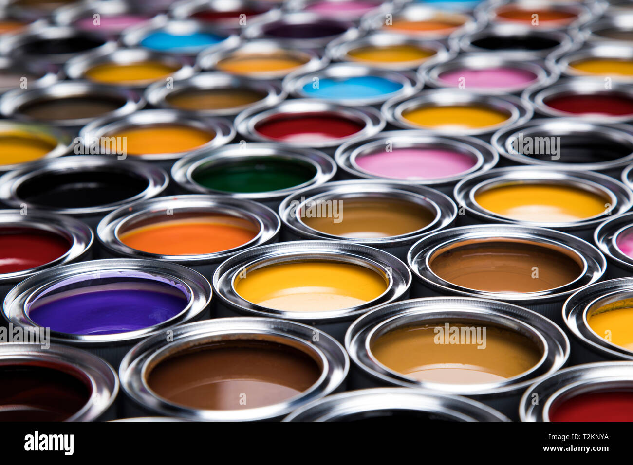 Creativity concept group of tin metal cans with color paint Stock Photo ...
