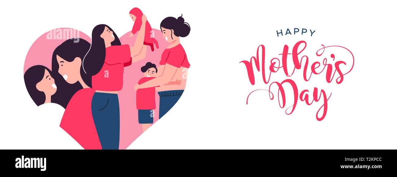 Happy Mothers Day Web Banner Illustration For Special Family