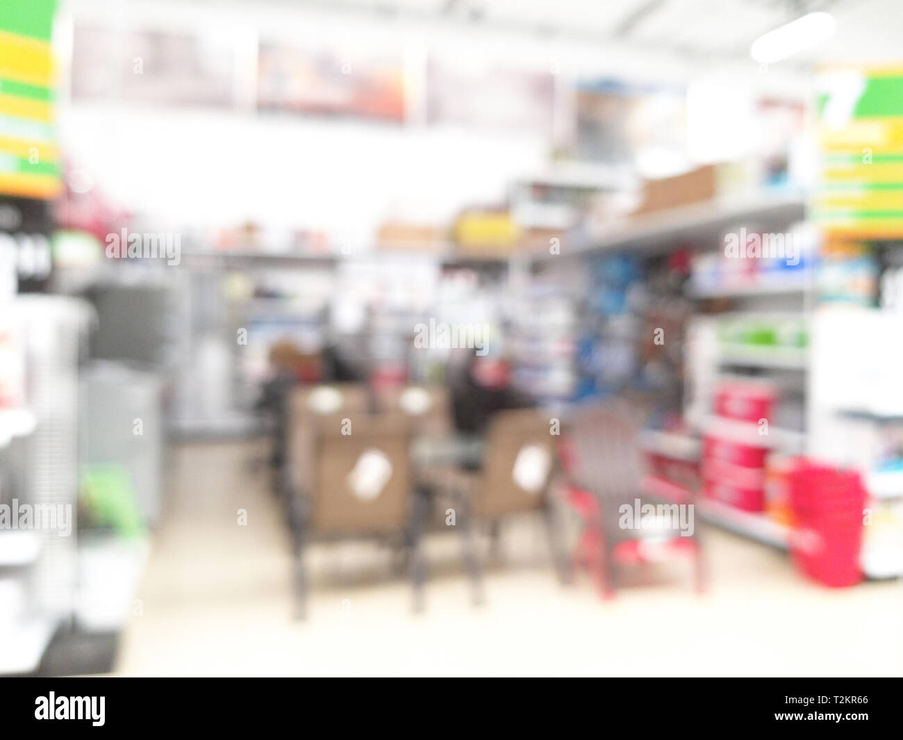Blurred hardware background. Warehouse with different equipment Stock Photo