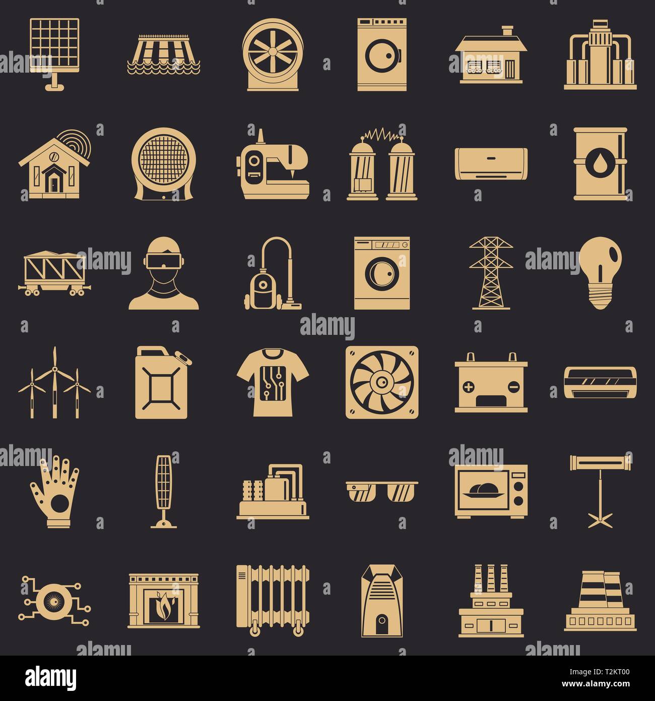 Electrical engineering icons set. Simple style of 36 electrical engineering vector icons for web for any design Stock Vector