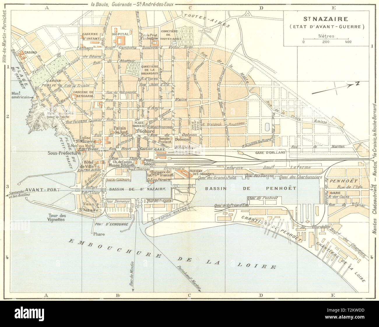 ST NAZAIRE. Etat avant guerre 1948 old vintage map plan chart Stock Photo -  Alamy, image size:1300x1121