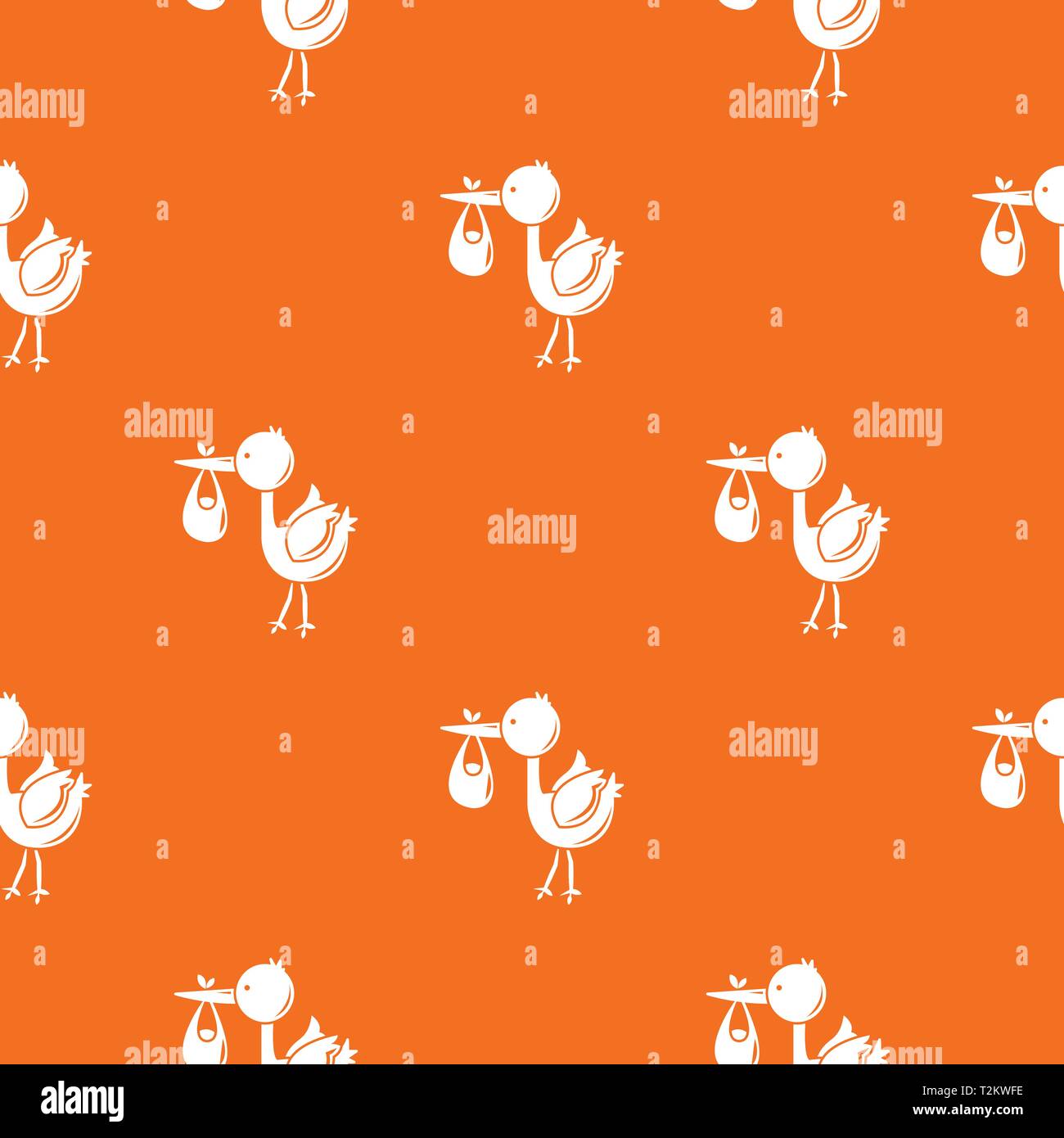 Stork child pattern vector orange for any web design best Stock Vector