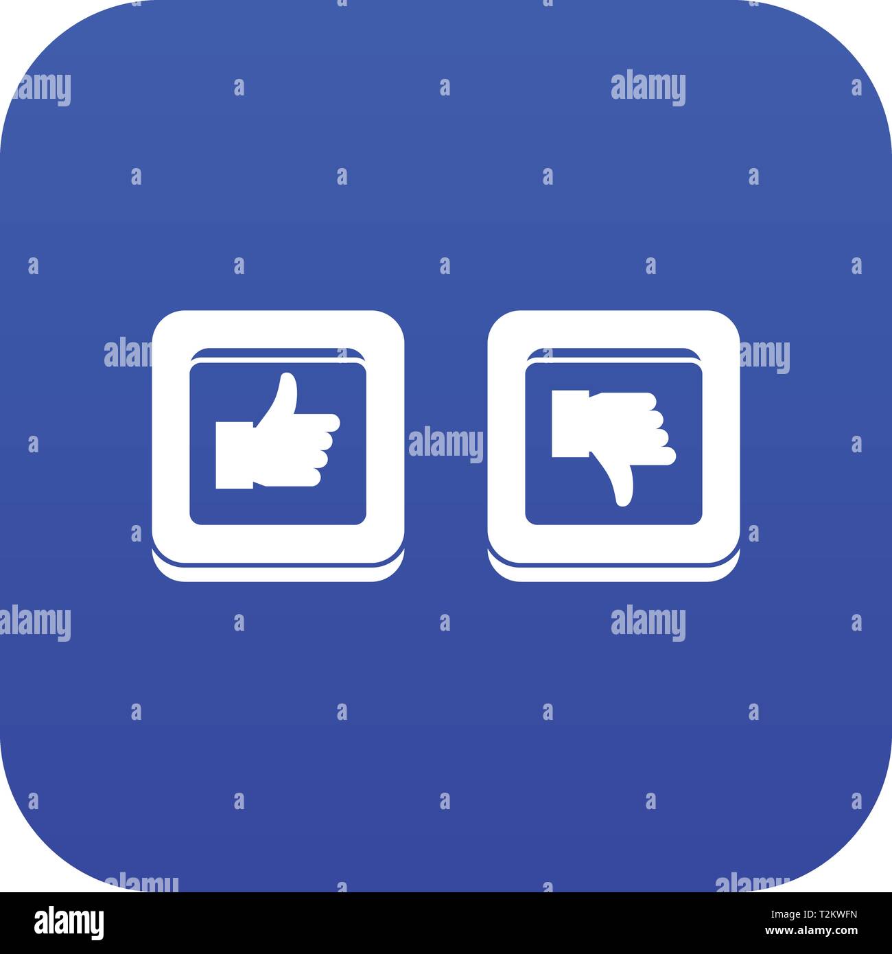 Signs hand up and down in squares icon digital blue for any design ...