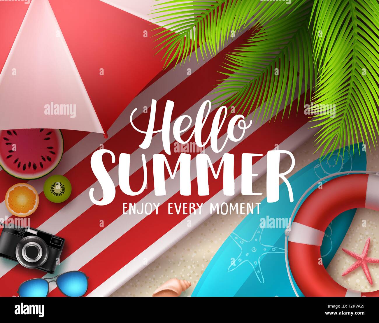 Hello summer vector banner design. Hello summer text with colorful ...