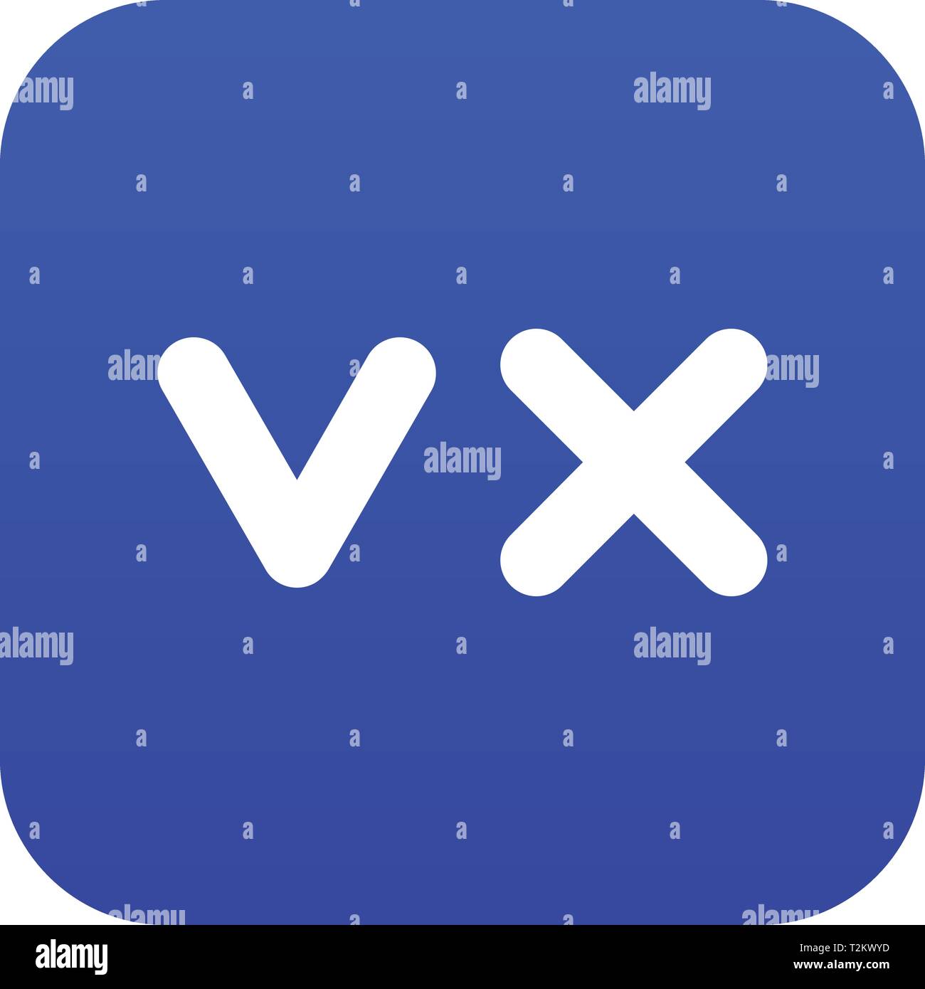 Fat tick and cross icon digital blue for any design isolated on white ...