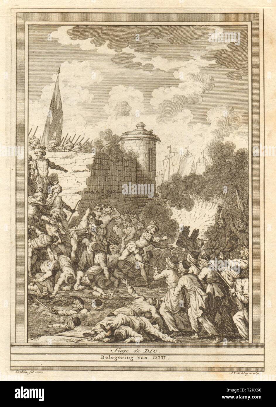 'Siège de Diu'. India. The siege of Diu. 1538, 1546. Daman & Diu. SCHLEY 1747 Stock Photo