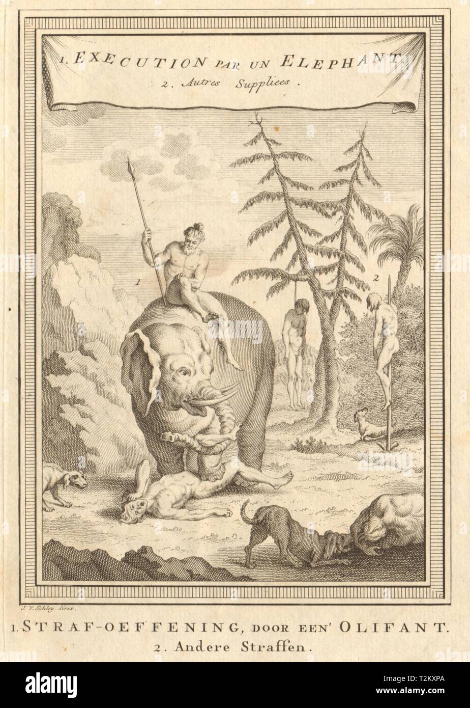 Sri Lanka Ceylon. Execution by elephant. Impaling. Hanging. SCHLEY 1755