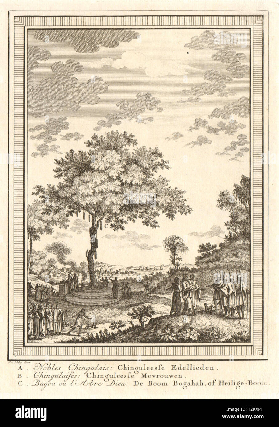 Sri Lanka. Sinhalese nobles. Sacred Bodhi Tree, Bodh Gaya. Ceylon. SCHLEY 1755 Stock Photo