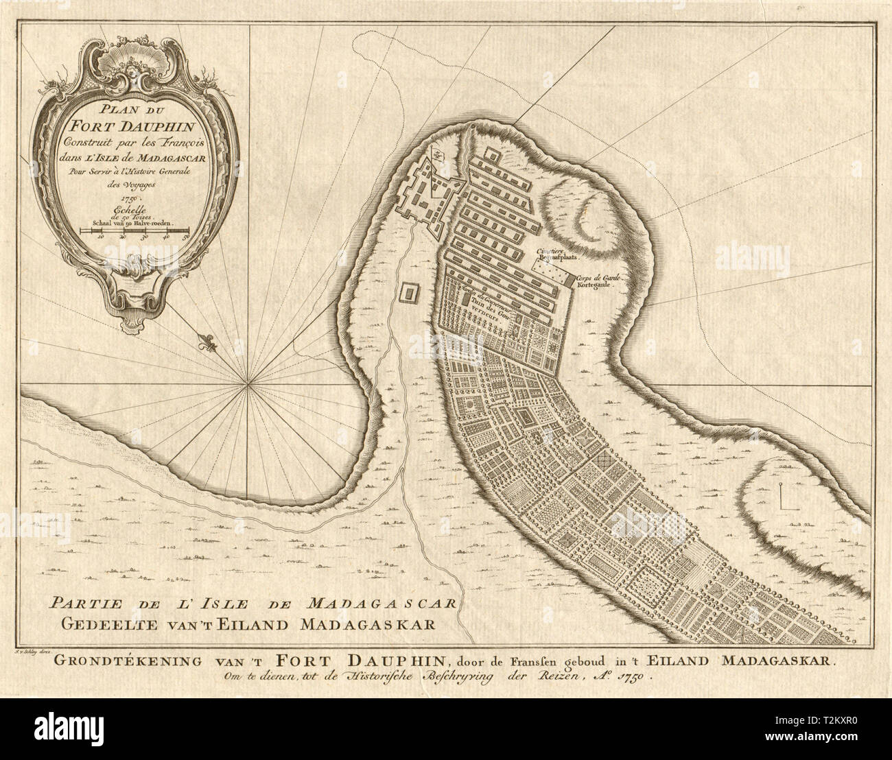 Fort Dauphin Madagascar Map Plan Du Fort Dauphin', Madagascar. Tolanaro City Plan. Bellin/Schley 1755  Map Stock Photo - Alamy