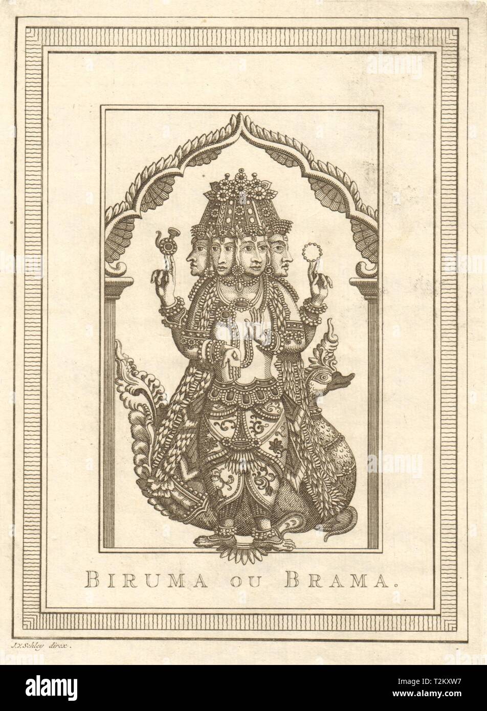 'Biruma, ou Brama'. India. Brahma. Hindu Creator deity god. SCHLEY 1755 print Stock Photo
