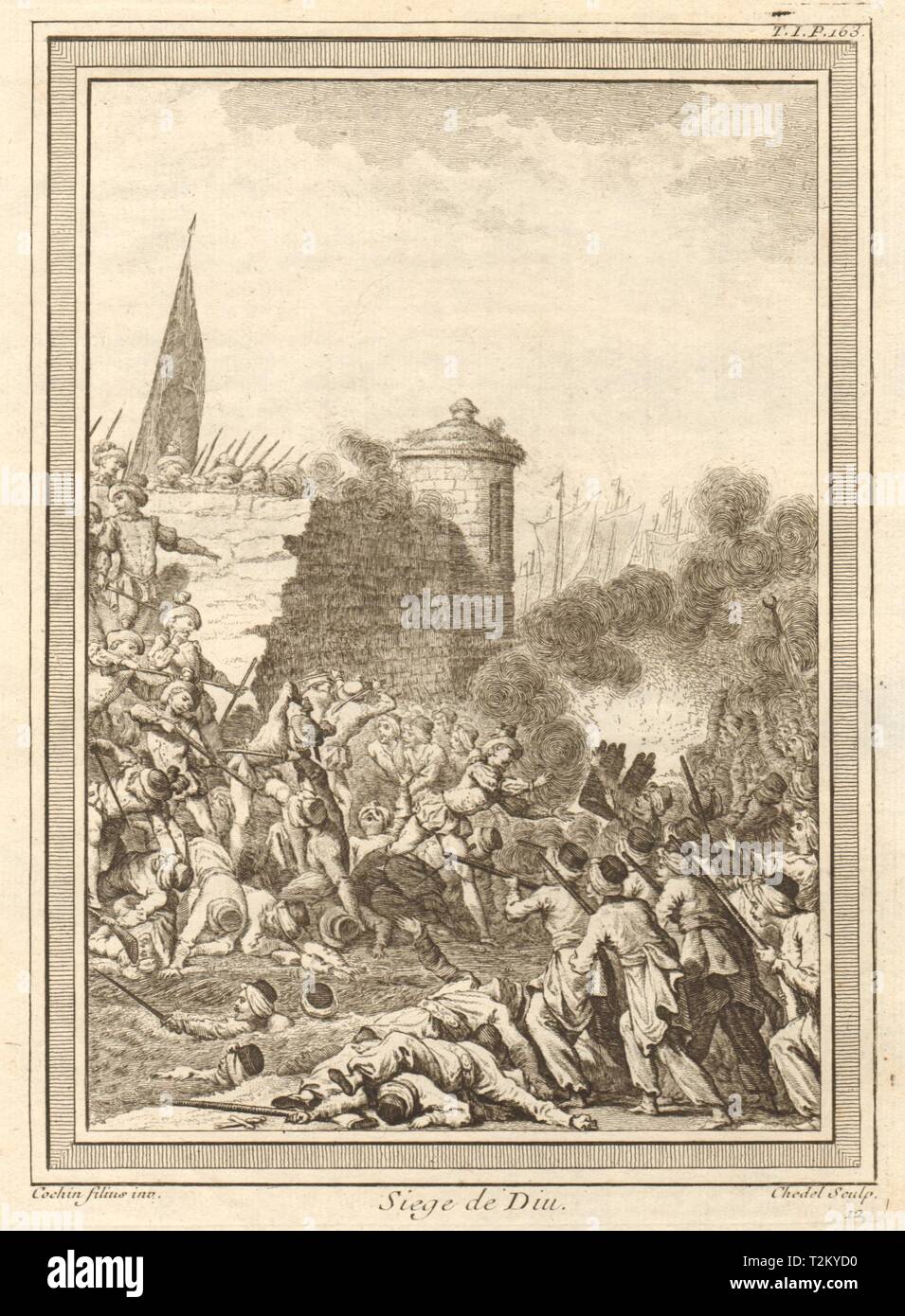 'Siege de Diu'. India. The siege of Diu. 1538, 1546. Daman & Diu 1746 print Stock Photo