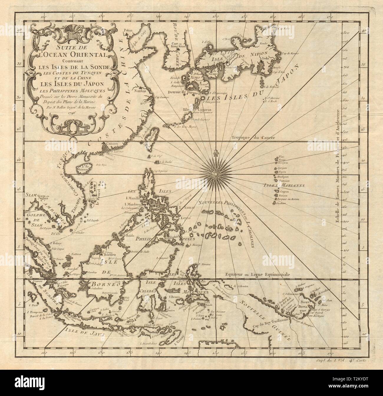 'Suite de l’Ocean Oriental…' East Asia/Indies. Western Pacific. BELLIN 1746 map Stock Photo
