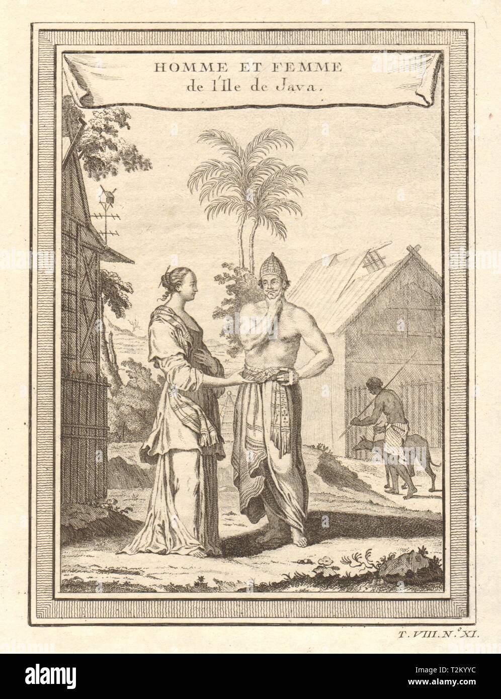 'Homme & Femme de l'Ile de Java'. Javanese man & woman. Indonesia 1750 print Stock Photo