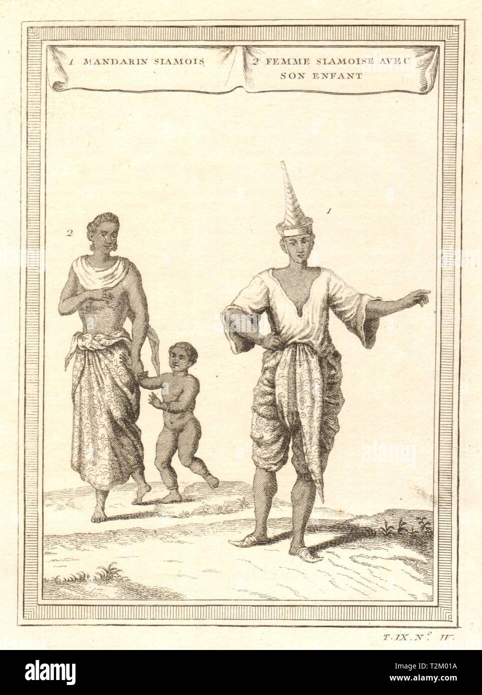 'Femme Siamois. Mandarin Siamois'. Thailand Siamese woman & child. Mandarin 1751 Stock Photo