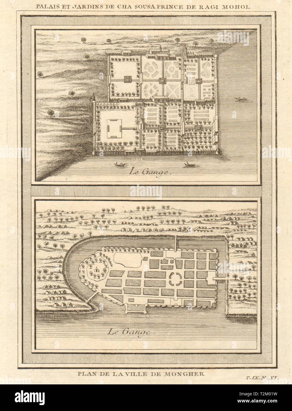 Sangi Dalan, Shah Shuja's Palace, Rajmahal. Munger plan, Bihar. BELLIN 1751 map Stock Photo