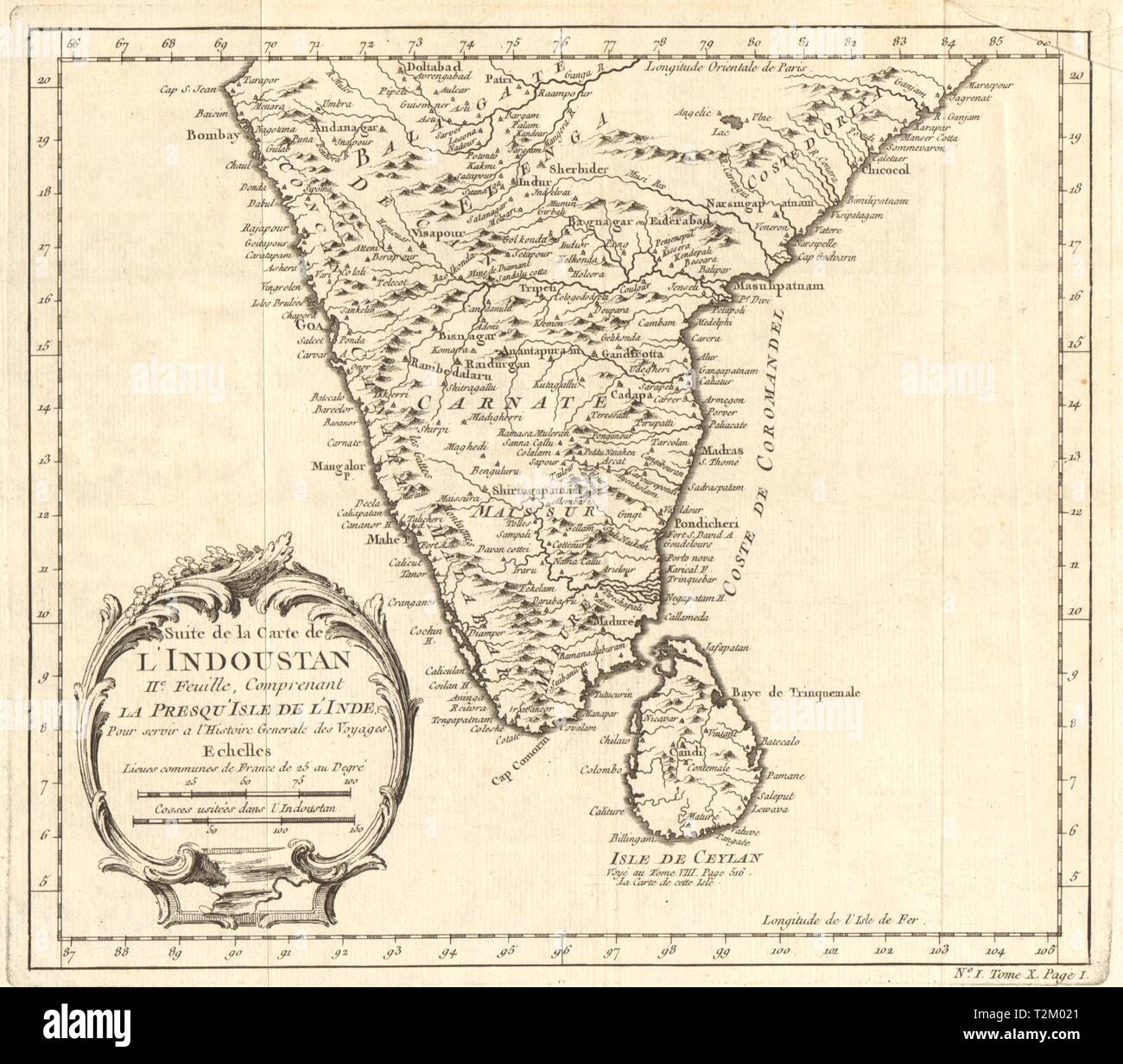 Suite De La Carte De L Indoustan Iie Feuille Southern India Bellin 1752 Map Stock Photo Alamy