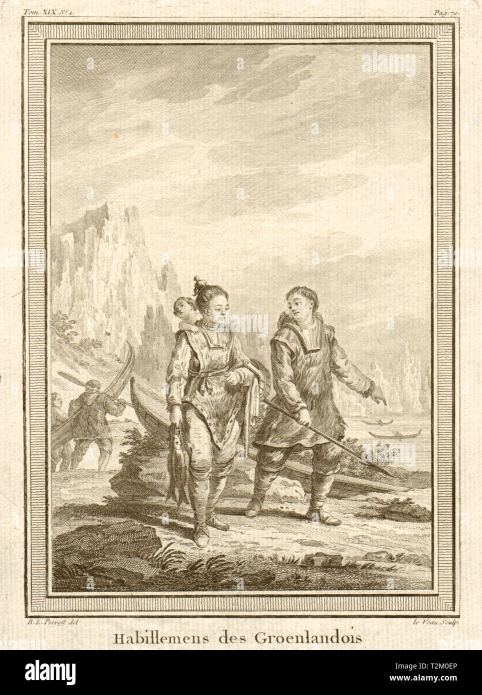 'Habillements des Groenlandois'. Dress of Greenlanders 1770 old antique print Stock Photo